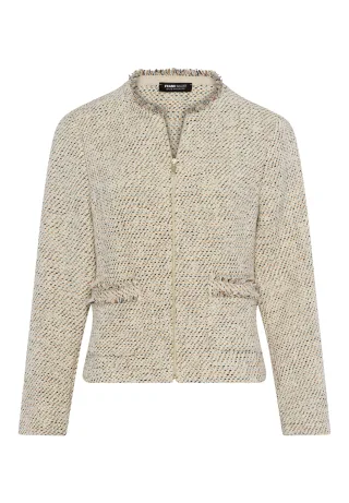 FRANK WALDER - Leichtjacke COFFEE LOUNGE mit Fransenbesatz affogato/ecru - Gr. - 44