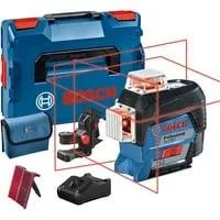 Linienlaser GLL 3-80 C Professional, L-BOXX, Kreuzlinienlaser blau/schwarz, mit roten Laserlinien, Li-Ionen Akku 2,0Ah