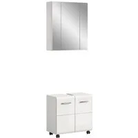welltime Badmöbel-Set FLORENZ, 2-tlg. Bad-Kombination, hochwertige MDF-Front, (3-St., best. aus: 1 Spiegelschrank, 1 Waschbeckenunterschrank), Bad-Kombination, Bad-Möbel, Badezimmer, Kombination, Kombi
