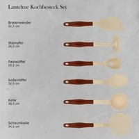 Lantelme Kochbesteck-Set 6 Teilig Kochbesteck Küchenhelferset Spülmaschinengeeignet (6-tlg., Pfannenwender Spaghettilöffel Kartoffelstampfer), Kelle Schaumkelle Saucenlöffel