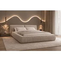 MOEBLO Polsterbett Bett 08 aus Samt (Modernes Doppelbett mit eleganter Kopfteilpolsterung, stabilem Rahmenbettgestell und großzügigem Stauraum – 140x200 cm Komfortables Stauraumbett für stilvolle Schlafzimmer - 140x200 cm, - Eleganz und Funktionalitä