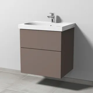 Sanipa 3way Waschtischunterbau zu Geberit Acanto Waschtisch mit 2 Auszügen, Taupe-Matt SP4151T