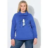 Ulla Popken Sweatshirt Sweatshirt maritimes Motiv Stehkragen Langarm