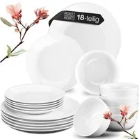 Moritz & Moritz Tafelservice BASIC Porzellan Geschirrset für 6 Personen (18-tlg), 6 Personen, Porzellan, Kombigeschirr für 6 Personen