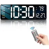 MOPUEA Wanduhr 16-Zoll Wanduhr LED-Digitalwecker mit Fernbedienung, 12/24 Std.