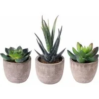 Kunstpflanze Künstliche Sukkulenten 3er Set Mini Pflanzen Deko mit Topf, FOUORTUNATE-BEE, Mini Kunstpflanzen Set Büro Bad Balkon Tisch Deko modern