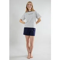 TOM TAILOR Shorty Zaria (2 tlg) Streifendesign, Kurzarm, Rundhalsausschnitt, kurze Hose, Baumwollmix