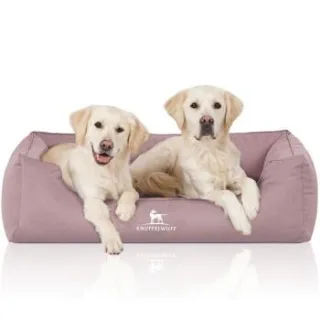 Knuffelwuff Orthopädisches Wasserabweisendes Hundebett Leon aus Velours mit Handwebcharakter hellrosa XXL
