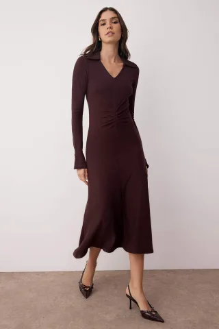 Unifarbenes, langes, lässiges, figurbetontes Maxikleid für Damen