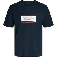 Jack & Jones Rundhalsshirt Jack&Jones Übergrößen T-Shirt navy Print JJBUSTER