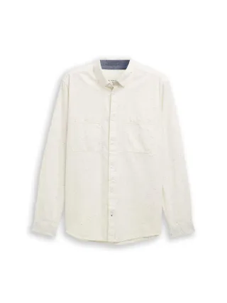 Tom Tailor - Regular Fit Hemd in Melange-Optik white nep structure - Gr. - XL