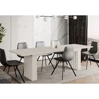 Home Collective Esstisch ausziehbar Tisch Küchentisch Esszimmertisch Ausziehtisch (160-240 x 80 cm Esszimmer Küche Wohnzimmer Esstisch erweiterbar), modernes Design mit Säulengestell in Lamellen-Optik Kaschmir