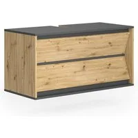 Vicco Waschbeckenunterschrank Edelin, Anthrazit/Artisan, 100 x 50 cm mit 2 Schubladen (1-St)