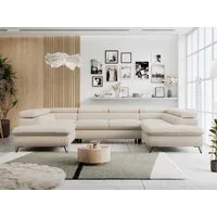 MKS MÖBEL Ecksofa PETER U, Set, Ecksofa U-Form, Wellenfedern, HR35-Schaum, form, Sofa big XXL, Bettkasten, Bettfunktion, Einstellbare Kopfstützen