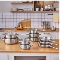 Karaca Kochtopf Karaca Elite Edelstahl-Induktions-Kochtopf mit Deckel, 20 cm, Silber