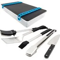 Grillbesteck-Set Porta-Chef, 5-teilig schwarz/edelstahl, in Marinier- und Aufbewahrungsbox
