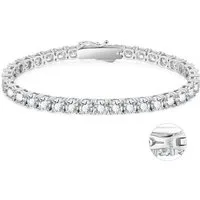 ROUGEMONT Tennisarmband Klassisches Tennisarmband 925 Silber 4mm 5mm Rundschliff Weißgold