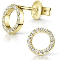 Materia Paar Ohrstecker Kreis Gold mit Zirkonia 8mm SO-439, aus 925 Sterling Silber, vergoldet