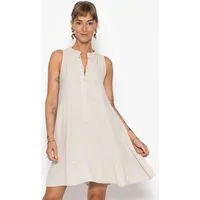 SASSYCLASSY Minikleid Ärmelloses Musselinkleid mit Volants für Damen Luftiges Sommerkleid aus Musselin Baumwolle mit Stehkragen