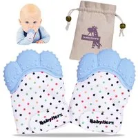 BabyHerz Beißring Baby Beißring Handschuhe Zahnungshilfe - Handschuh Zahnungsset 2 Stück, Beruhigt Zahnfleisch & schützt das Gesicht, BPA-frei mit Knisterspaß