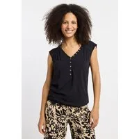 Ragwear V-Shirt SALTTY Viskose mit Gummizug am Saum und Knopfleiste