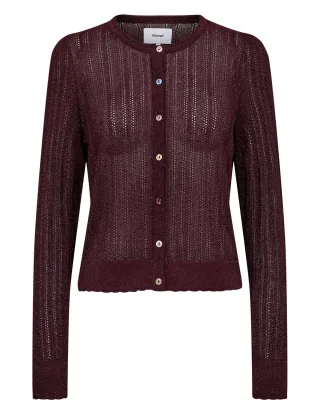 Nümph - Feinstrick-Cardigan lila/rot - Gr. - S