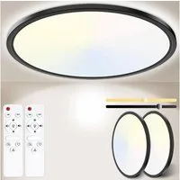 POPOLIC LED Deckenleuchte 24W 3200LM Deckenlampe Flach Dimmbar mit Fernbedienung 3000K-6500K, IP54 Ultra Dünn Schlafzimmer Lampe für Wohnzimmer Küche Badezimmer, 2 St.