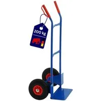 PROREGAL® Sackkarre Stahlrohr-Sackkarre mit PU-Bereifung, Traglast 200kg, (Stapelkarre, Handkarre, Transportkarre, Komplett-Set), Traglast 200kg, Vollgummireifen