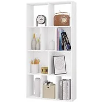 Woltu Bücherregal, 1-tlg., mit 4 Ebenen, Regal mit 10 Fächern, mit Kippschutz
