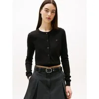 Tommy Jeans Strickjacke TJW ESSENTIAL CREW NECK CARDIGAN Baumwolle