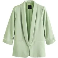 Next Jackenblazer Relaxed Fit Blazer mit Raffärmeln und Vichykaros (1-tlg)