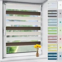 Doppelrollo rollos für Fenster ohne Bohren 130cm, OUBO, Lichtschutz, freihängend, mit Klemmträger, Klemmfix, livhtdurchlässig und verdunkelnd