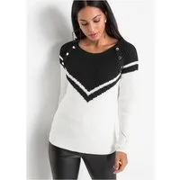 bonprix Strickpullover mit Knopfverzierung, lockere Passform, Raglanärmel, 2-farbig