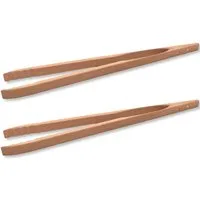 BURI Grillzange 2x Holz Grillzange Buchenholz 48cm langGrillbesteck Küchenzange