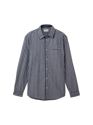 Tom Tailor - Hemd mit Streifen navy port red stripe - Gr. - XXL