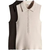 The Set Blusentop The Set Gerippte Strick-Poloträgertops, 2er-Pack (2-tlg)
