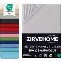 ZIRVEHOME Spannbettlaken Spannbettlaken, Jersey, Gummizug: Rundumgummi, (1 Stück), Spannbettlaken Boxspringbett 180x200 - 200x220 cm. Silberfarben