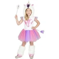 JADEO Kostüm Süsse Einhorn Prinzessin Kinderkostüm für Mädchen weiss-pink-violett