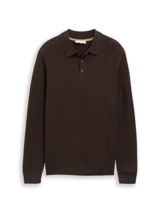 Tom Tailor - Strickpullover mit Polokragen dark chocolate brown melange - Gr. - XXL