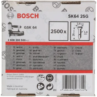 Bosch Senkkopf-Stift SK64 25G, 1,6 mm, 25 mm, verzinkt - 2608200500