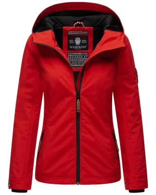 Marikoo Damen Übergangsjacke leichte wind- und wasserabweisende Jacke mit Kapuze Rot