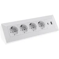 ChiliTec CHILITEC Steckdosenblock 23788, 4-fach, USB-A+C, 250V/16A, weiß Mehrfachsteckdose