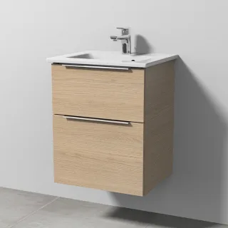 Sanipa 3way Keramik-Set Venticello Keramik-Waschtisch und Unterbau mit 2 Auszügen, Eiche-Nordic UM32048
