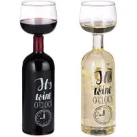 relaxdays Weinglas Weinflasche Glas Aufsatz 750 ml, Glas