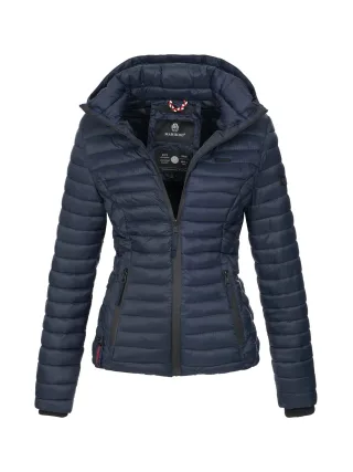 Marikoo Damen Steppjacke Samtpfote mit abnehmbarer Kapuze & Rippbündchen