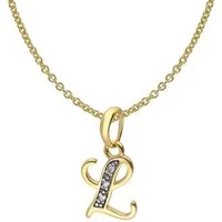 trendor Kette mit Anhänger Buchstaben-Anhänger L Gold 333/8K mit vergoldeter Silberkette