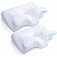 Kityhome Kopfkissen Orthopädisches Nackenkissen Memory Foam – 2 Höhen, waschbarer Bezug, Füllung: 100% Memory Foam, Set, Nackenkissen*1, waschbarer Bezug*1, Nackenstützkissen, Komfort, Atmungsaktiv