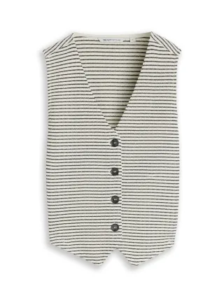 Denim Tom Tailor - Fitted Jacquard Blazer-Weste white black knit stripe - Gr. - S