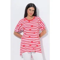 Ulla Popken T-Shirt Longshirt Ringel/Tupfen Oversized Rundhals Halbarm