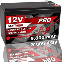 kraftmax Industrial Pro Bleiakku [ 12V / 9Ah ] AGM Hochleistungs- Blei Akku Bleiakkus